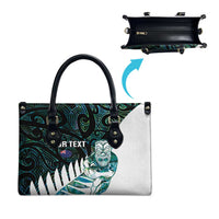 New Zealand Silver Fern Rugby Custom Leather Bag Go All Black Turquoise Maori Paua Shell - Polynesian Pride