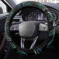 New Zealand Silver Fern Rugby Steering Wheel Cover Go All Black Turquoise Maori Paua Shell - Polynesian Pride