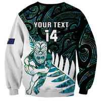 New Zealand Silver Fern Rugby Custom Sweatshirt Go All Black Turquoise Maori Paua Shell - Polynesian Pride