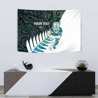 New Zealand Silver Fern Rugby Custom Tapestry Go All Black Turquoise Maori Paua Shell - Polynesian Pride