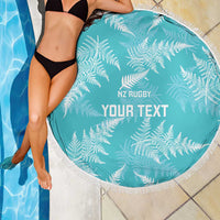 New Zealand Silver Fern Rugby Custom Beach Blanket Go Aotearoa Champions Turquoise Version - Polynesian Pride