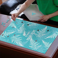 New Zealand Silver Fern Rugby Custom Puzzle Go Aotearoa Champions Turquoise Version - Polynesian Pride