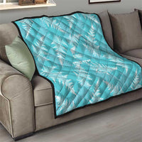New Zealand Silver Fern Rugby Custom Quilt Go Aotearoa Champions Turquoise Version - Polynesian Pride