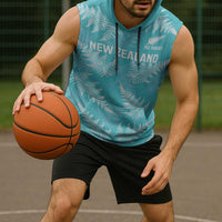 New Zealand Silver Fern Rugby Custom Sleeveless Hoodie Go Aotearoa Champions Turquoise Version - Polynesian Pride