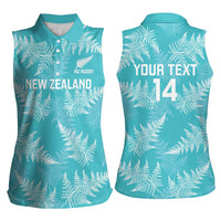 New Zealand Silver Fern Rugby Custom Women Sleeveless Polo Shirt Go Aotearoa Champions Turquoise Version - Polynesian Pride