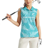 New Zealand Silver Fern Rugby Custom Women Sleeveless Polo Shirt Go Aotearoa Champions Turquoise Version - Polynesian Pride