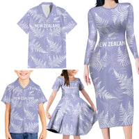 New Zealand Silver Fern Rugby Custom Family Matching Long Sleeve Bodycon Dress and Hawaiian Shirt Go Aotearoa Champions Purple Version - Polynesian Pride