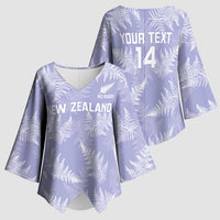 New Zealand Silver Fern Rugby Custom Kimono Sleeve Blouse Go Aotearoa Champions Purple Version - Polynesian Pride