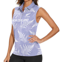 New Zealand Silver Fern Rugby Custom Women Sleeveless Polo Shirt Go Aotearoa Champions Purple Version - Polynesian Pride