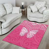 New Zealand Breast Cancer Awareness Area Rug Maori Butterfly Pink Ribbon - Polynesian Pride