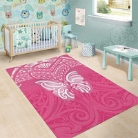 New Zealand Breast Cancer Awareness Area Rug Maori Butterfly Pink Ribbon - Polynesian Pride
