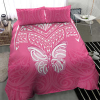 New Zealand Breast Cancer Awareness Bedding Set Maori Butterfly Pink Ribbon - Polynesian Pride