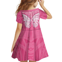 New Zealand Breast Cancer Awareness Family Matching Off Shoulder Maxi Dress and Hawaiian Shirt Maori Butterfly Pink Ribbon - Polynesian Pride