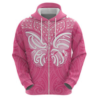 New Zealand Breast Cancer Awareness Hoodie Maori Butterfly Pink Ribbon - Polynesian Pride