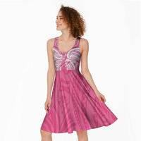 New Zealand Breast Cancer Awareness Midi Dress Maori Butterfly Pink Ribbon - Polynesian Pride