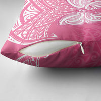 New Zealand Breast Cancer Awareness Pillow Cover Maori Butterfly Pink Ribbon - Polynesian Pride