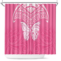 New Zealand Breast Cancer Awareness Shower Curtain Maori Butterfly Pink Ribbon - Polynesian Pride
