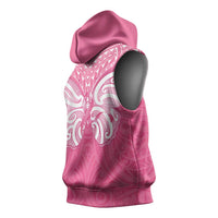 New Zealand Breast Cancer Awareness Sleeveless Hoodie Maori Butterfly Pink Ribbon - Polynesian Pride