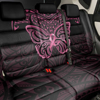 New Zealand Breast Cancer Awareness Back Car Seat Cover Maori Butterfly Pink Ribbon Black Version - Polynesian Pride