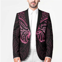 New Zealand Breast Cancer Awareness Blazer Maori Butterfly Pink Ribbon Black Version - Polynesian Pride