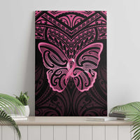 New Zealand Breast Cancer Awareness Canvas Wall Art Maori Butterfly Pink Ribbon Black Version - Polynesian Pride