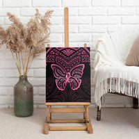New Zealand Breast Cancer Awareness Canvas Wall Art Maori Butterfly Pink Ribbon Black Version - Polynesian Pride