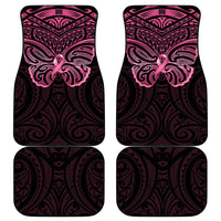 New Zealand Breast Cancer Awareness Car Mats Maori Butterfly Pink Ribbon Black Version - Polynesian Pride