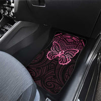 New Zealand Breast Cancer Awareness Car Mats Maori Butterfly Pink Ribbon Black Version - Polynesian Pride