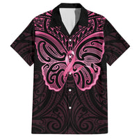New Zealand Breast Cancer Awareness Hawaiian Shirt Maori Butterfly Pink Ribbon Black Version - Polynesian Pride