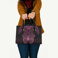 New Zealand Breast Cancer Awareness Leather Bag Maori Butterfly Pink Ribbon Black Version - Polynesian Pride