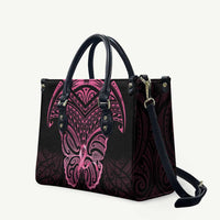 New Zealand Breast Cancer Awareness Leather Bag Maori Butterfly Pink Ribbon Black Version - Polynesian Pride