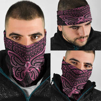 New Zealand Breast Cancer Awareness Neck Gaiter Maori Butterfly Pink Ribbon Black Version - Polynesian Pride
