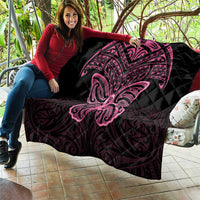New Zealand Breast Cancer Awareness Quilt Maori Butterfly Pink Ribbon Black Version - Polynesian Pride
