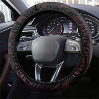 New Zealand Breast Cancer Awareness Steering Wheel Cover Maori Butterfly Pink Ribbon Black Version - Polynesian Pride