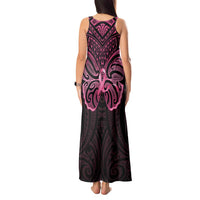 New Zealand Breast Cancer Awareness Tank Maxi Dress Maori Butterfly Pink Ribbon Black Version - Polynesian Pride