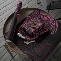 New Zealand Breast Cancer Awareness Wrapping Paper Maori Butterfly Pink Ribbon Black Version - Polynesian Pride