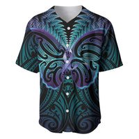 Suicide Prevention New Zealand Baseball Jersey Aotearoa Maori Butterfly Mix Silver Fern - Polynesian Pride