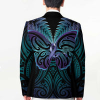 Suicide Prevention New Zealand Blazer Aotearoa Maori Butterfly Mix Silver Fern - Polynesian Pride