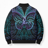 Suicide Prevention New Zealand Bomber Puffer Jacket Aotearoa Maori Butterfly Mix Silver Fern LT14 - Polynesian Pride