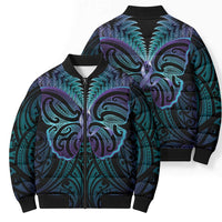 Suicide Prevention New Zealand Bomber Puffer Jacket Aotearoa Maori Butterfly Mix Silver Fern LT14 - Polynesian Pride