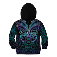 Suicide Prevention New Zealand Kid Hoodie Aotearoa Maori Butterfly Mix Silver Fern - Polynesian Pride