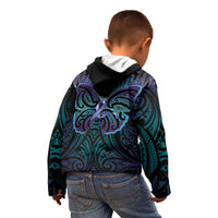 Suicide Prevention New Zealand Kid Hoodie Aotearoa Maori Butterfly Mix Silver Fern - Polynesian Pride