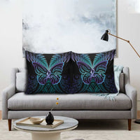 Suicide Prevention New Zealand Pillow Cover Aotearoa Maori Butterfly Mix Silver Fern - Polynesian Pride