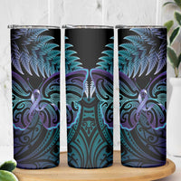 Suicide Prevention New Zealand Skinny Tumbler Aotearoa Maori Butterfly Mix Silver Fern - Polynesian Pride