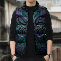 Suicide Prevention New Zealand Sleeveless Puffer Jacket Aotearoa Maori Butterfly Mix Silver Fern LT14 - Polynesian Pride