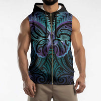 Suicide Prevention New Zealand Sleeveless Zip Hoodie Aotearoa Maori Butterfly Mix Silver Fern - Polynesian Pride