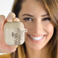 Beige Hawaii AirPods Case Hammerhead Shark Tattoo Curve Polynesian LT14 Beige - Polynesian Pride