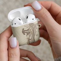 Beige Hawaii AirPods Case Hammerhead Shark Tattoo Curve Polynesian LT14 - Polynesian Pride