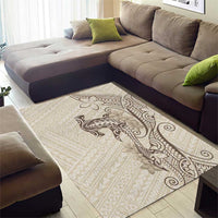 Beige Hawaii Area Rug Hammerhead Shark Tattoo Curve Polynesian - Polynesian Pride
