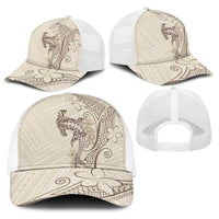 Beige Hawaii Baseball Net Cap Hammerhead Shark Tattoo Curve Polynesian LT14 - Polynesian Pride